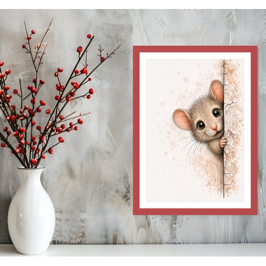 Déco murale Souris Curieuse Mignon Impression Mini