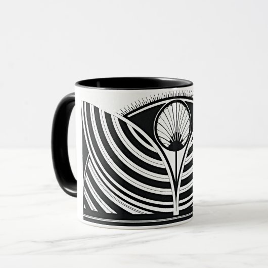 Deco Noir Geometry Mok (Voorkant links)