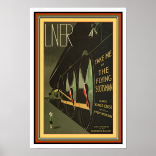 Déco Poster de train écossais volant 13 x 19
