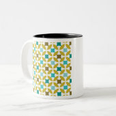 Deco Print Pattern Gold Teal Geometric Tweekleurige Koffiemok (Voorkant links)
