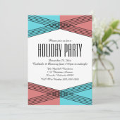 Déco rouge turquoise Invitation de fête de vacance (Debout devant)