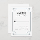 deco Silver & Black respons RSVP Kaartje (Voorkant / Achterkant)