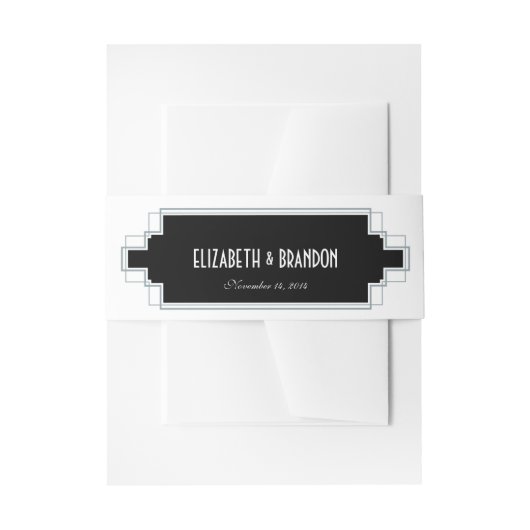 deco Silver en Black Belly Band Uitnodigingen Wikkel (Voorkant Voorbeeld)