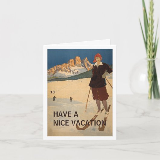 Deco ski vakantie wenskaart kaart (Voorkant)