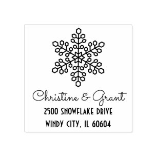 Deco Snowflake Script Holiday Rubberstempel