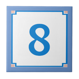 Deco Square Border, Blue Letter House Number Tegel Tegeltje