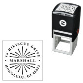 Deco Sunburst Round Return Address Stempel (In situ)