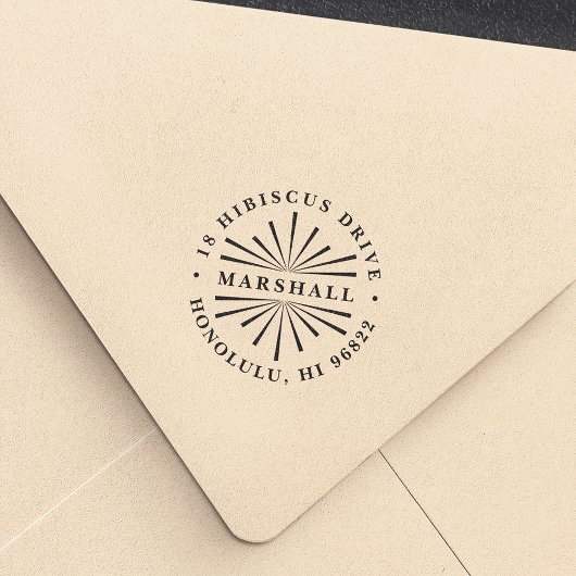 Deco Sunburst Round Return Address Stempel
