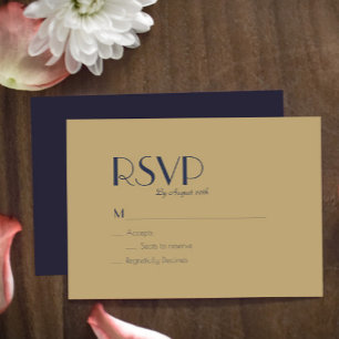 Déco type or Carte RSVP de mariage Dark Navy