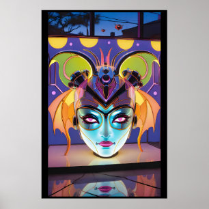 Deco Vleermuis Dame Lantaarn Poster