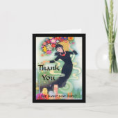 Deco Vrouw met Swirls & Bloemen Dank u Custom Bedankkaart (Voorkant)