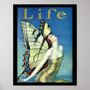 deco-vrouw met vlindervleugels poster