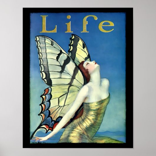  deco-vrouw met vlindervleugels poster (Voorkant)