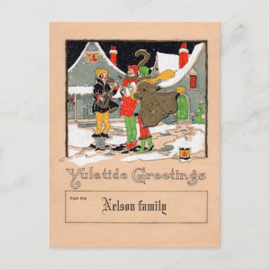 Deco Yuletide Kerstliederen briefkaart (Voorkant)