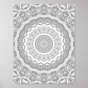 Deco Zonneburst Ringen Kleurplaat Patroonontwerp Poster