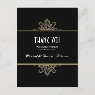  Deco Zwart & Goud Dank u Briefkaart