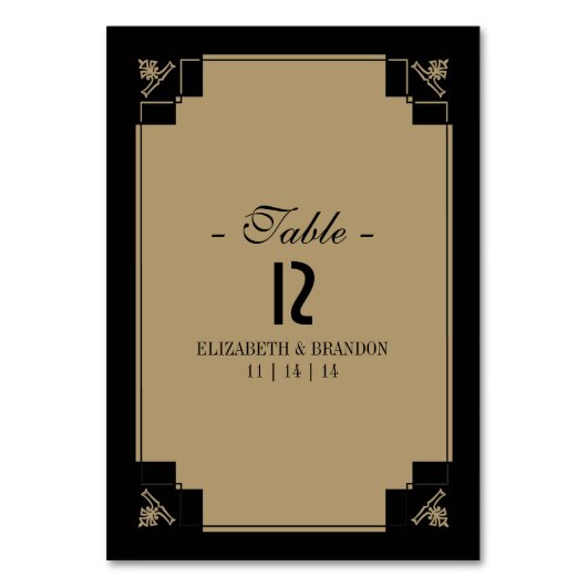 Deco Zwart & Goud Tafel Kaart (Voorkant)