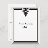  deco zwart Lijst #1 RSVP 1 Uitnodiging Briefkaart (Voorkant / Achterkant)
