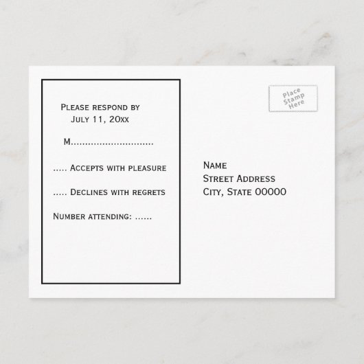 deco zwart Lijst #1 RSVP 1 Uitnodiging Briefkaart (Achterkant)