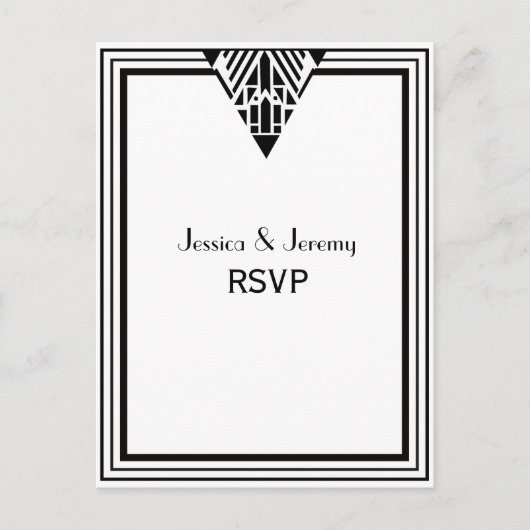  deco zwart Lijst #1 RSVP 1 Uitnodiging Briefkaart (Voorkant)