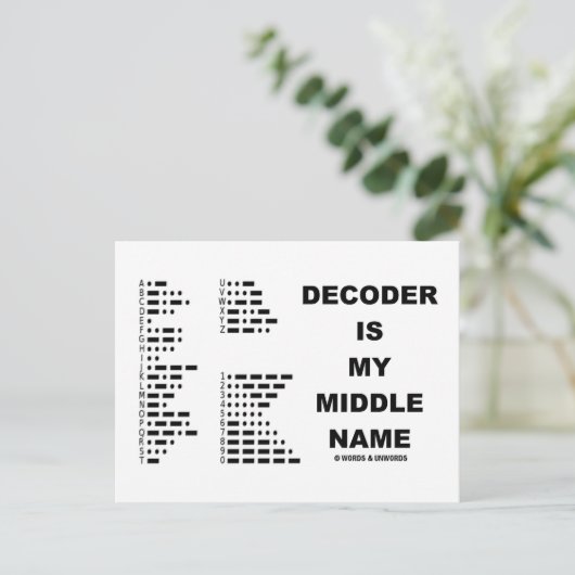 Decoder is mijn middelste naam (morse code) briefkaart (Staand voorkant)
