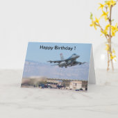 Décollage de F-16 de carte de joyeux anniversaire (Fleur jaune)