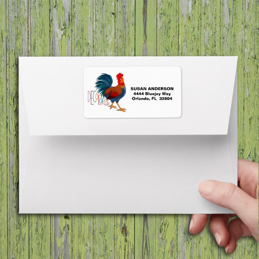 DeColores Cursillo Colorful Rooster Étiquette