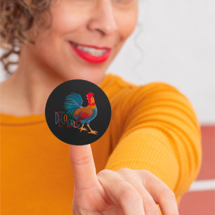 DeColores Cursillo Colorful Rooster Ronde Sticker