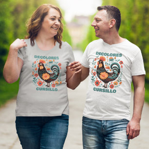 DeColores Cursillo Folk Art Zwarte Haan Geloof T-shirt