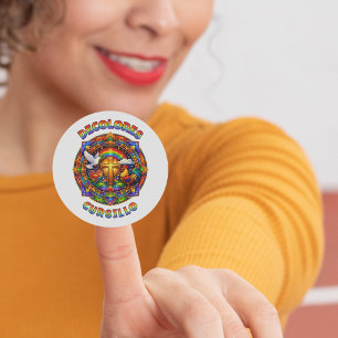 DeColores Cursillo-kruisduifhaan Mandala Ronde Sticker