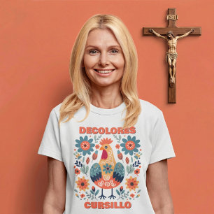 DeColores Cursillo Rooster Bloemrijke Volkskunst O T-shirt