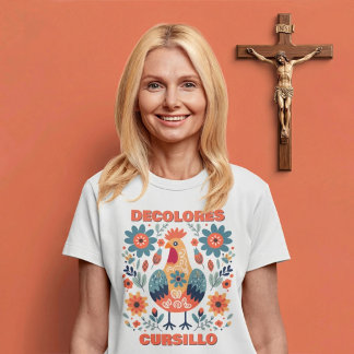 DeColores Cursillo Rooster Bloemrijke Volkskunst O T-shirt