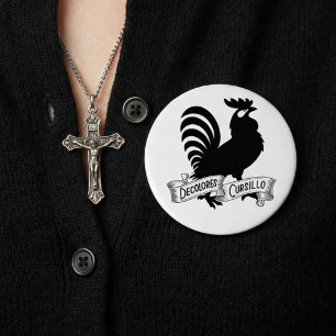 DeColores Cursillo Rooster Silhouet met Banner Ronde Button 4,0 Cm