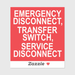 DÉCONNEXION D'URGENCE, étiquette DE COMMUTATEUR DE