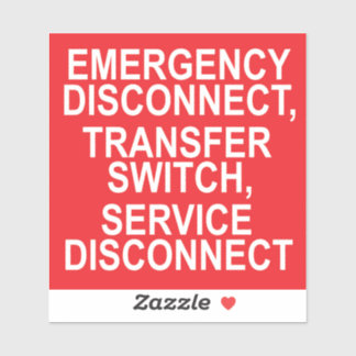 DÉCONNEXION D'URGENCE, étiquette DE COMMUTATEUR DE