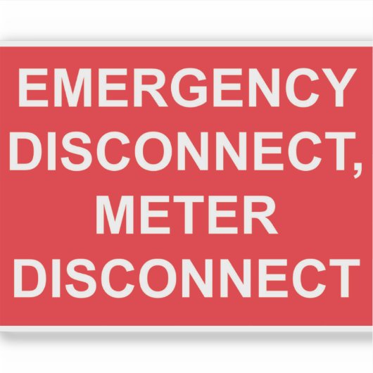 Déconnexion d'urgence, Étiquette de déconnexion de (Devant)