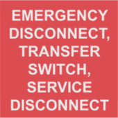 Déconnexion d'urgence, Étiquette du commutateur de (Devant)