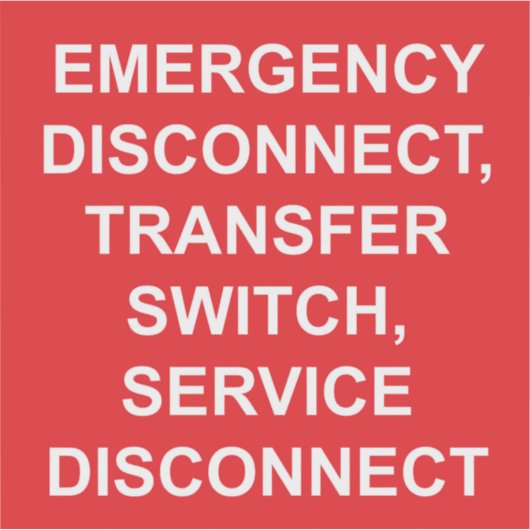 Déconnexion d'urgence, Étiquette du commutateur de (Devant)