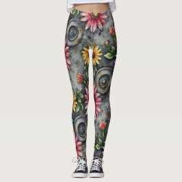 Deconstructed Floral Mandalas Seamless Pattern Leggings