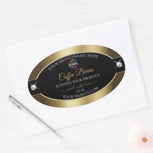 Décontracté Black Shiny Café Brown Logo Étiquette  (Enveloppe)