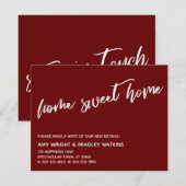 Décontracté Home Sweet Home Nouvelle adresse Carte (Devant / Derrière)