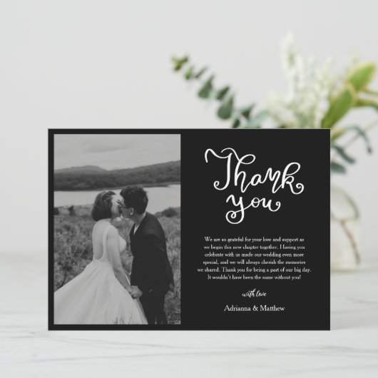 Décontracté Merci Script noir Mariage photo (Debout devant)
