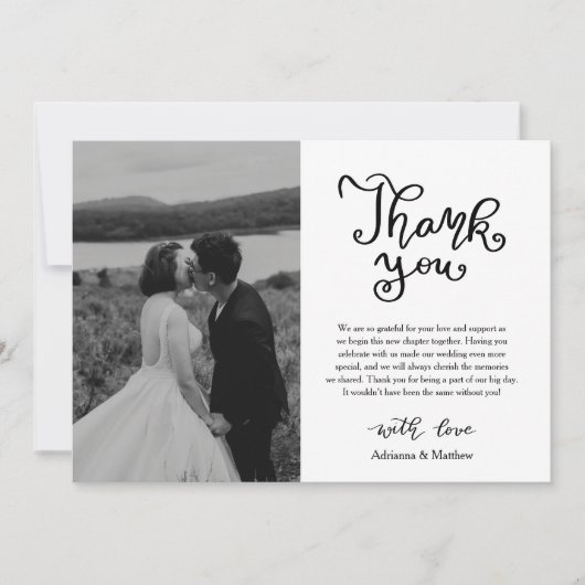 Décontracté moderne Merci Script Mariage photo (Devant)