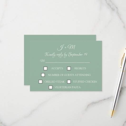 Décontracté Sage Green Boho Simple Moderne RSVP (Devant/Arrière en situation)