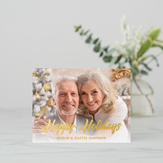 Décontracté Script moderne Joyeux vacances Photo (Debout devant)