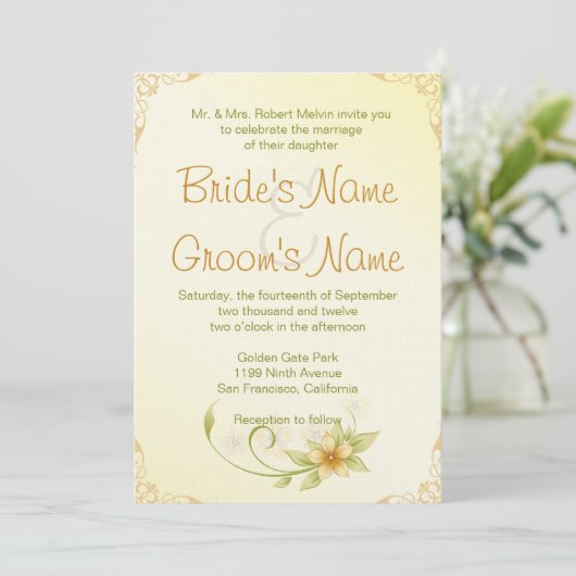 Décontracté Spring Floral Faire-part de mariage (Debout devant)