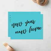 Décontracté Turquoise Nouvel An Nouveau Faire-part (Devant/Arrière en situation)