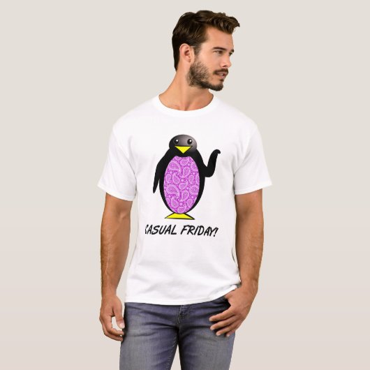 Décontracté Vendredi Penguin Funny Tshirt (Devant entier)