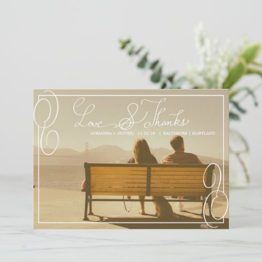 Décontractée Frontière Mariage Amour Et Merci Typo (Debout devant)