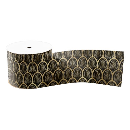 Decopatroon voor zwart en gouden kunst | Palm Leaf Grosgrain Lint (Spoel)